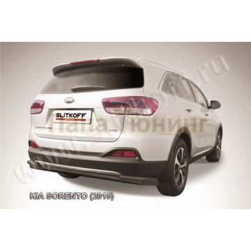Защита заднего бампера d57+d42 двойная длинная черная Kia SORENTO Prime 2014-2017