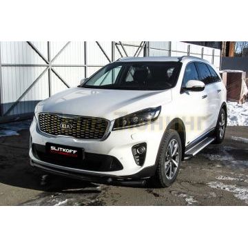 Защита переднего бампера D57+D42 двойная черная Kia SORENTO Prime 2017-2020 Защита переднего бампера D57+D42 двойная черная Kia SORENTO Prime 2017-2020