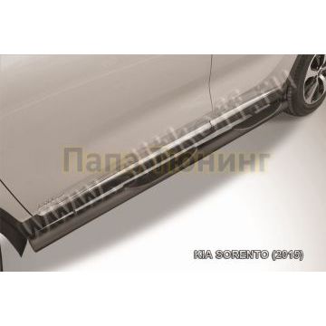 Защита порогов d76 с проступями черная Kia SORENTO Prime 2014-2017