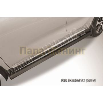 Защита порогов d76 труба черная Kia SORENTO Prime 2014-2017