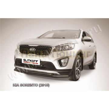 Защита переднего бампера d57+d42 двойная черная Kia SORENTO Prime 2014-2017
