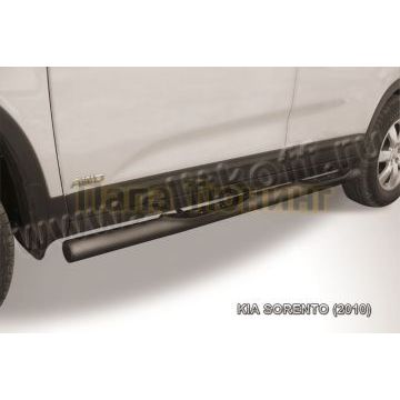 Защита порогов d76 с проступями черная Kia SORENTO 2009-2012 Защита порогов d76 с проступями черная Kia SORENTO 2009-2012