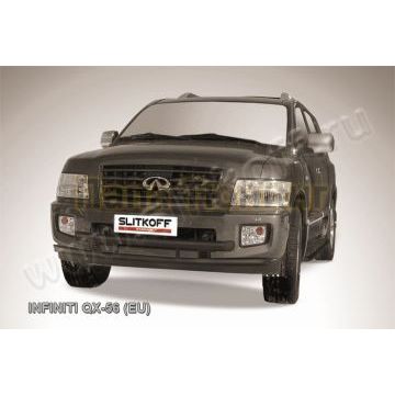 Защита переднего бампера d76+d57 двойная черная Infiniti QX-56 2004-2010