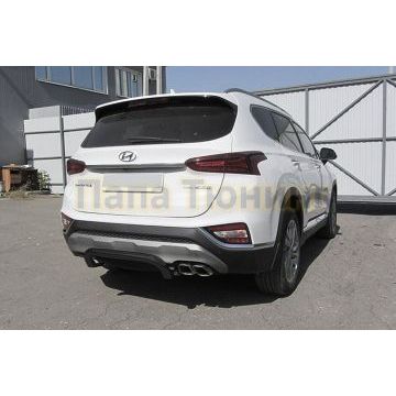 Защита заднего бампера d57 "скоба" черная Hyundai SANTA-FE 2018-2021