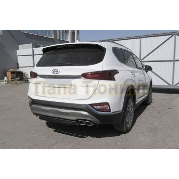 Защита заднего бампера d57 короткая черная Hyundai SANTA-FE 2018-2021