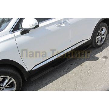 Защита порогов d76 с проступями черная Hyundai SANTA-FE 2018-2021 Защита порогов d76 с проступями черная Hyundai SANTA-FE 2018-2021