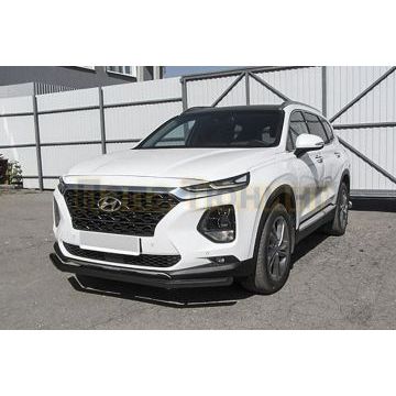 Защита переднего бампера d57 черная Hyundai SANTA-FE 2018-2021