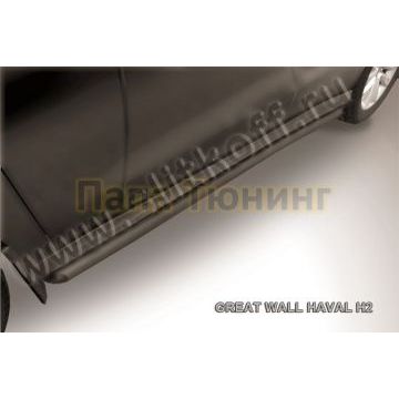 Защита порогов d57 труба c гибами черная Haval H2 2014-