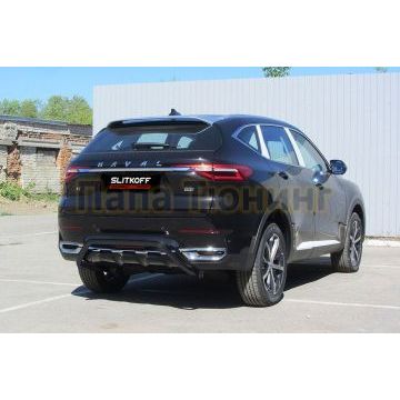Защита заднего бампера d42 "Скоба" черная Haval F7/ F7X г.в. 2019-2022