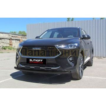 Защита переднего бампера d57 черная Haval F7/ F7X г.в. 2019-2022