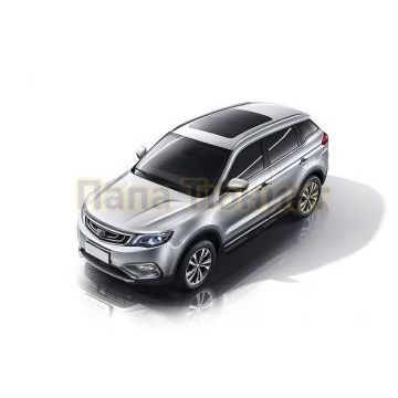 Защита штатного порога d76 с проступями черная Geely Atlas 2016-2024