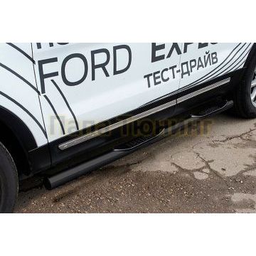 Защита порогов d76 с проступями черная Ford EXPLORER 2015-2018 Защита порогов d76 с проступями черная Ford EXPLORER 2015-2018