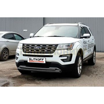 Защита переднего бампера d76+d57 двойная черная Ford EXPLORER 2015-2018 Защита переднего бампера d76+d57 двойная черная Ford EXPLORER 2015-2018
