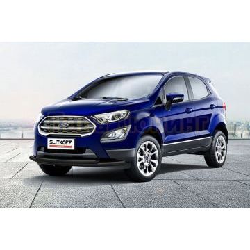 Защита переднего бампера d57+d42 двойная черная Ford EcoSport 2017- Защита переднего бампера d57+d42 двойная черная Ford EcoSport 2017-