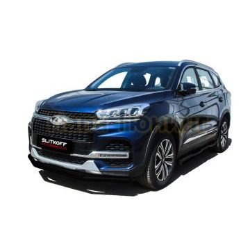 Защита переднего бампера D57+D42 черная Chery TIGGO 8 2018-