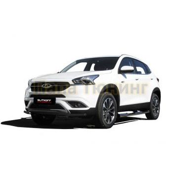 Защита переднего бампера d42 "Волна" черная CHERY TIGGO 7 2016-