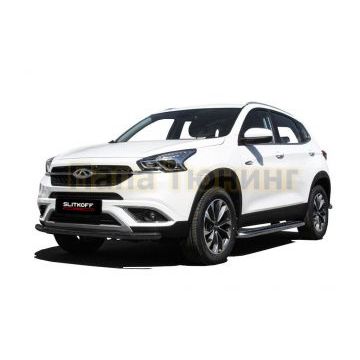 Защита переднего бампера d57 черная CHERY TIGGO 7 2016-