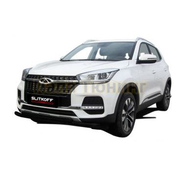 Защита переднего бампера d57+d42 двойная черная Chery TIGGO 4 2018-2024 Защита переднего бампера d57+d42 двойная черная Chery TIGGO 4 2018-2024