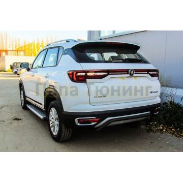 Защита заднего бампера d42 "скоба" черная Changan CS35 PLUS 2018-2023