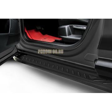 Пороги алюминиевые "Elite Black" 1700 черные Slitkoff для SsangYong Kyron 2007-2015