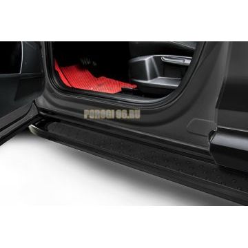 Пороги алюминиевые "Standart Black" 1700 черные Slitkoff для SsangYong Kyron 2007-2015