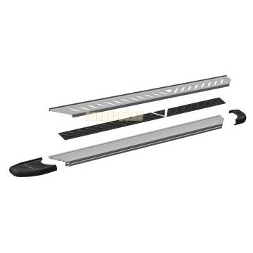 Пороги алюминиевые "Elite Silver" 1700 серебристые Slitkoff для SsangYong Kyron 2007-2015