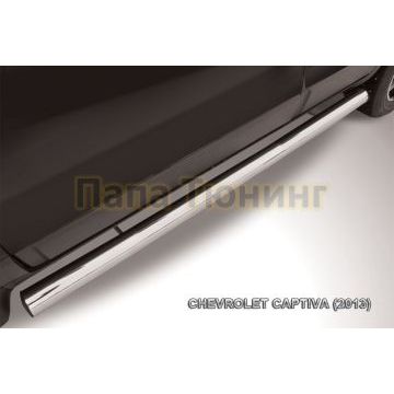 Защита штатных порогов труба 76 мм Slitkoff для Chevrolet Captiva 2013-2016 Защита штатных порогов труба 76 мм Slitkoff для Chevrolet Captiva 2013-2016