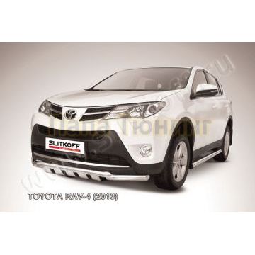Защита переднего бампера d57+d57 с профильной ЗК Toyota RAV-4 2012-2015