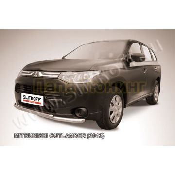 Защита передняя двойная 57-42 мм Slitkoff для Mitsubishi Outlander 2012-2014