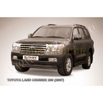 Защита переднего бампера d57+d57 двойная черная Toyota LAND CRUISER 200 2007-2012 Защита переднего бампера d57+d57 двойная черная Toyota LAND CRUISER 200 2007-2012