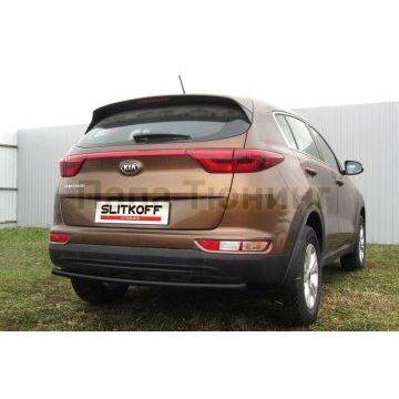 Защита заднего бампера чёрная сталь 42 мм Slitkoff для Kia Sportage 2016-2018