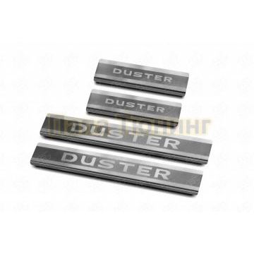 Накладки на пороги RUSSTAL (нерж.,шлиф.,надпись) для Renault Duster 2021-