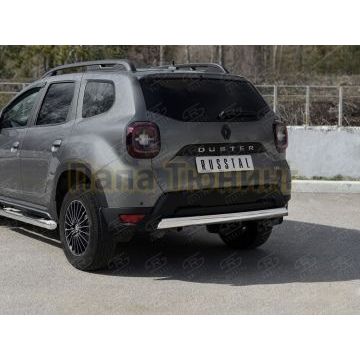 Защита заднего бампера 75х42 дуга для Renault Duster 2021-