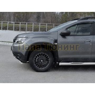 Защита переднего бампера d42 волна для Renault Duster 2021-