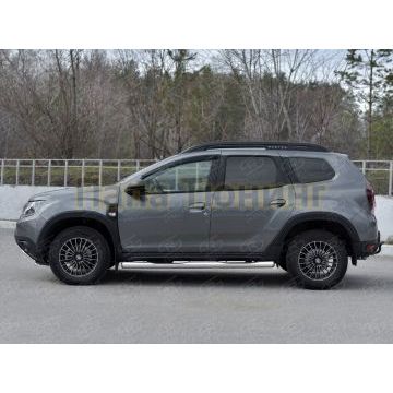 Пороги труба d76 с накладкой (вариант 3) для Renault Duster 2021-