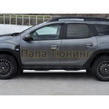 Пороги труба d76 с накладкой (вариант 1) для Renault Duster 2021-