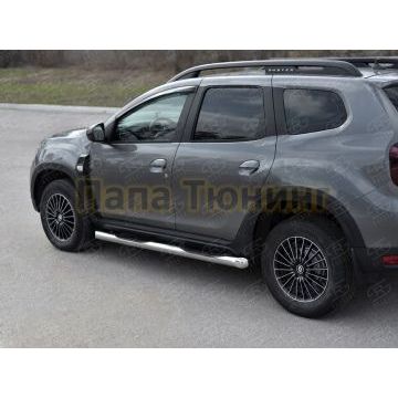 Пороги труба d76 с накладкой (вариант 1) для Renault Duster 2021-