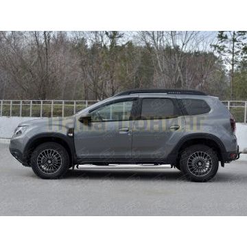 Пороги труба d76 с накладкой (вариант 1) для Renault Duster 2021-