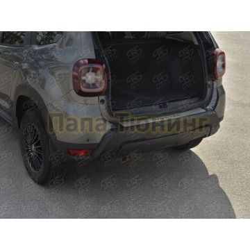 Накладка на задний бампер RUSSTAL (нерж.,шлиф.,надпись) для Renault Duster 2021-
