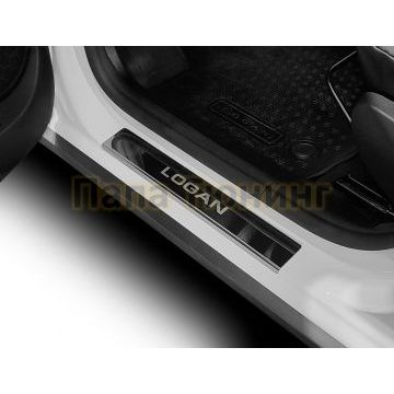 Накладки порогов (4 шт.) нержавеющая сталь AutoMax для Renault Logan 2014-