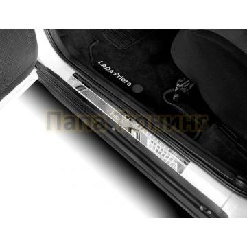 Накладки порогов (4 шт.) нержавеющая сталь AutoMax для Lada Priora 2007-2018