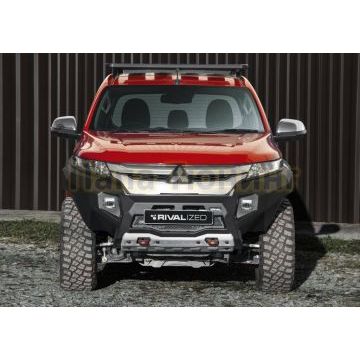 Бампер алюминиевый передний (черный) Алюминий RIVAL для Mitsubishi L200, V - все 2019-