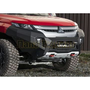 Бампер алюминиевый передний (черный) Алюминий RIVAL для Mitsubishi L200, V - все 2019-