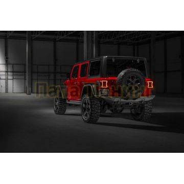 Бампер алюминиевый задний длинный (черный), без номерной рамки Алюминий RIVAL для Jeep Wrangler JL, все комплектации 2018-