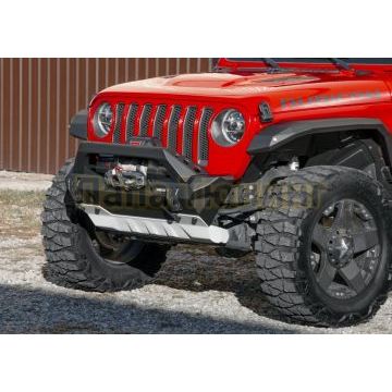 Бампер алюминиевый передний короткий с лайтбаром и защитой РТ (черный), без номерной рамки Алюминий RIVAL для Jeep Wrangler JK, JL, все комплектации 2007-2018, 2018-