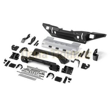 Бампер алюминиевый передний длинный с лайтбаром и защитой РТ (черный), без номерной рамки Алюминий RIVAL для Jeep Wrangler JK, JL, все комплектации 2007-2018, 2018-