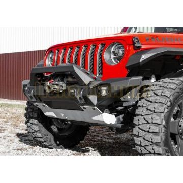 Бампер алюминиевый передний длинный с лайтбаром и защитой РТ (черный), без номерной рамки Алюминий RIVAL для Jeep Wrangler JK, JL, все комплектации 2007-2018, 2018-