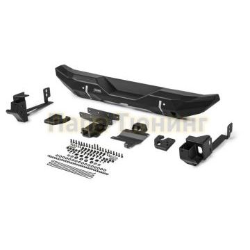 Бампер алюминиевый задний короткий (черный), без номерной рамки Алюминий RIVAL для Jeep Wrangler JL, все комплектации 2018-