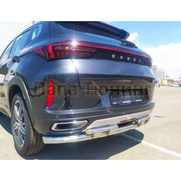 Защита заднего бампера двойная с перемычками d60/42 Папа Тюнинг для CheryExeed LX 2022-