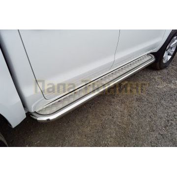 Пороги с площадкой 60,3 мм ТСС для JAC T6 (4WD) 2.0T (бенз) 2021- Пороги с площадкой 60,3 мм ТСС для JAC T6 (4WD) 2.0T (бенз) 2021-